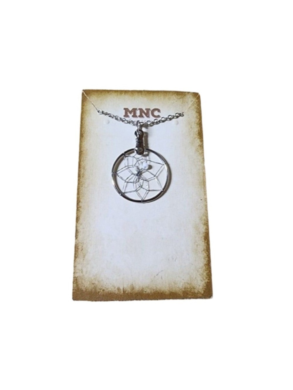 Monague Native Crafts Silver Dreamcatcher Necklace Handcrafted Canada MNC159 NWT